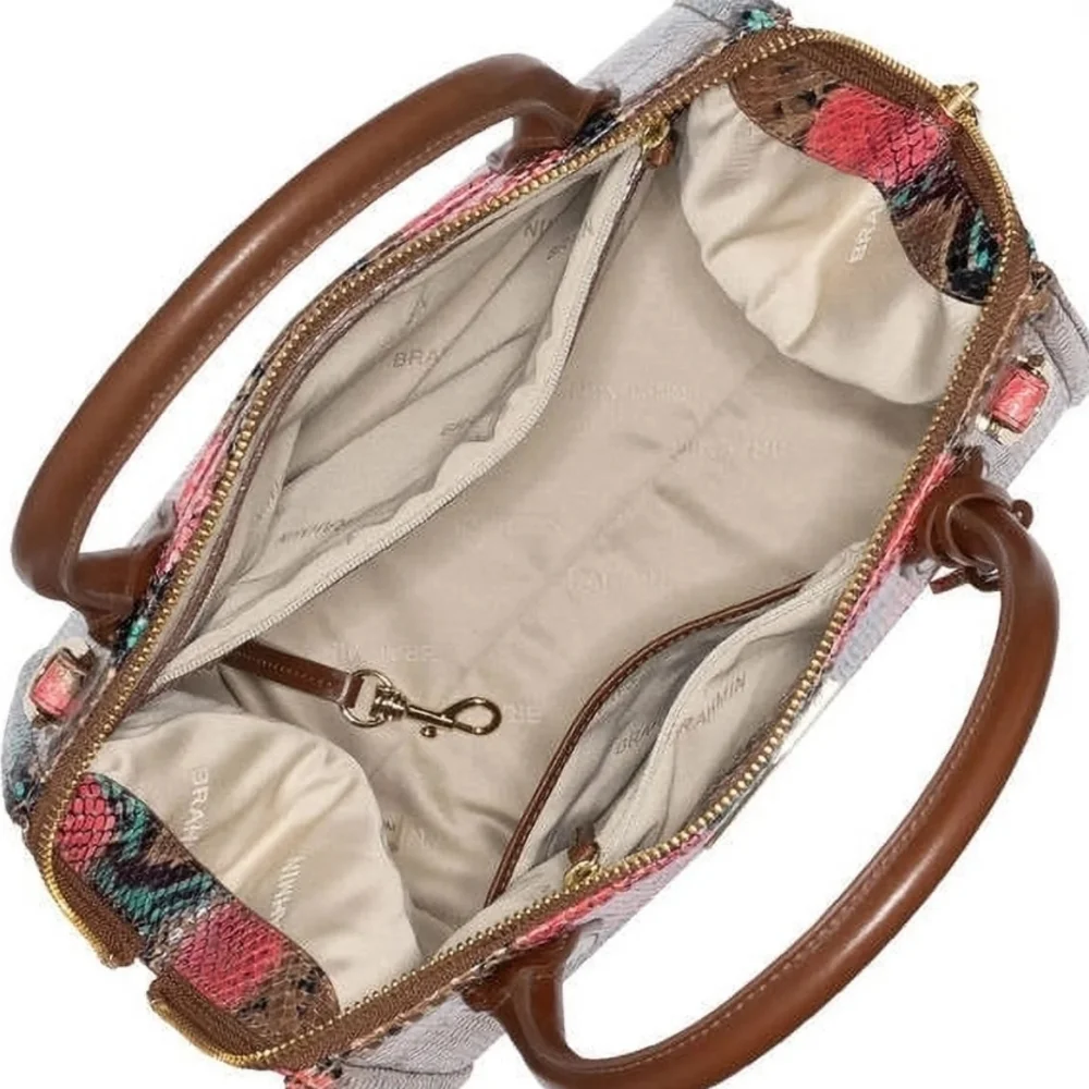 🤎▪️Brahmin▪️ Small Caroline Caladesi Snakeskin Satchel + Matching Jane Wallet